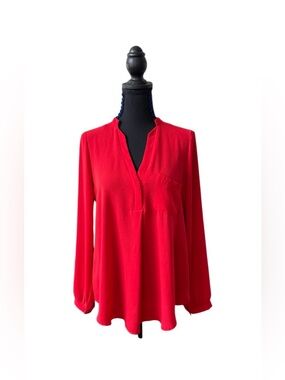 Harper Red V-Neck Long Sleeve Blouse